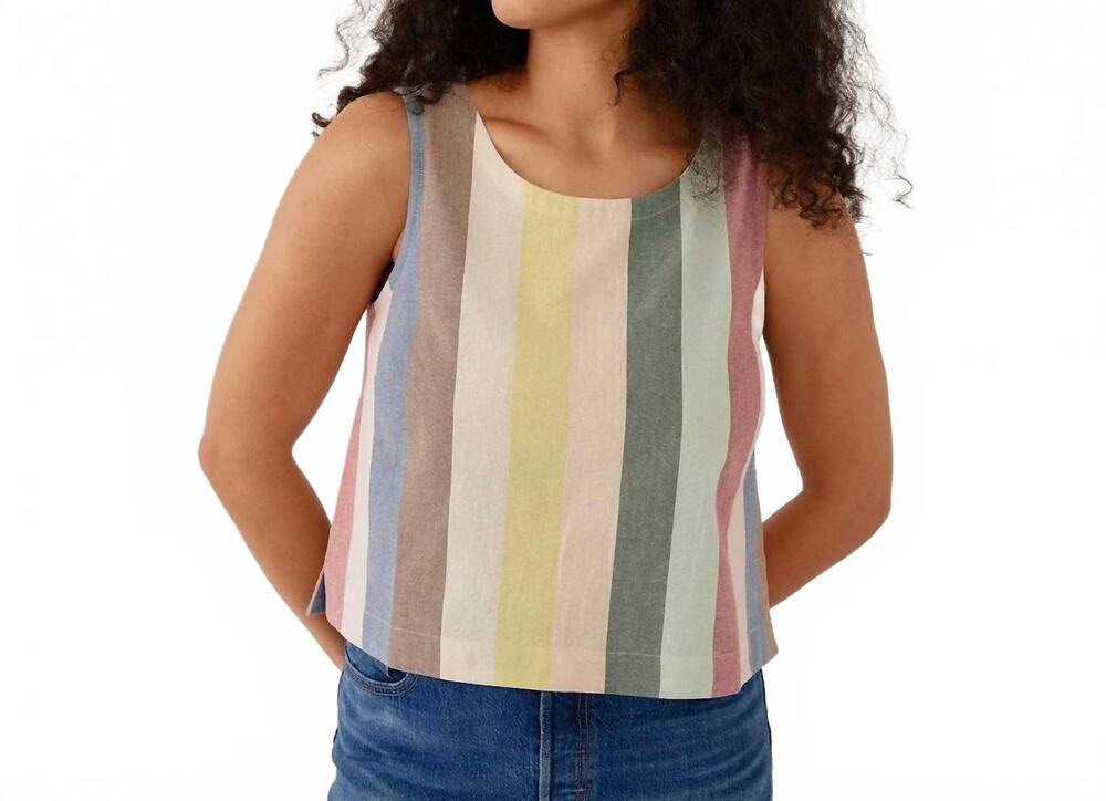 NEW MATA TRADERS neko tank top in vintage rainbow